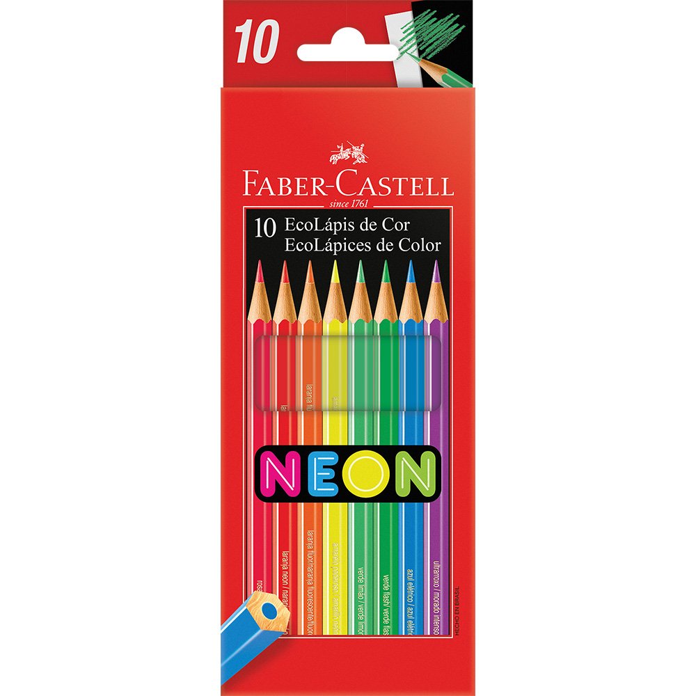 Lápis de Cor Faber Castell 10X1 Grande Cores em Neon