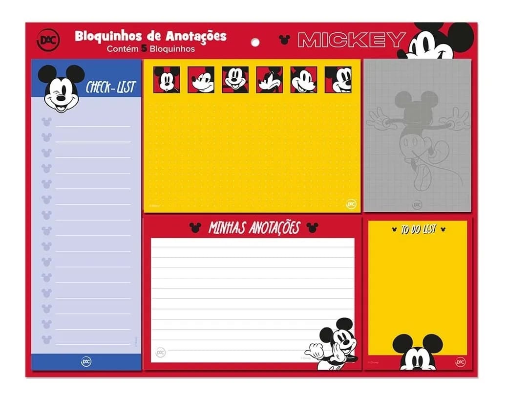 Bloco de Anotações DAC Mickey Mouse com 20 Folhas por Bloco