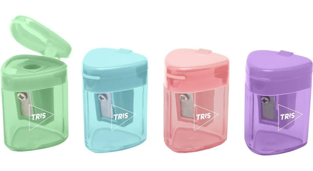 Apontador TRIS com Depósito Retangular Plast Unidade Sortido