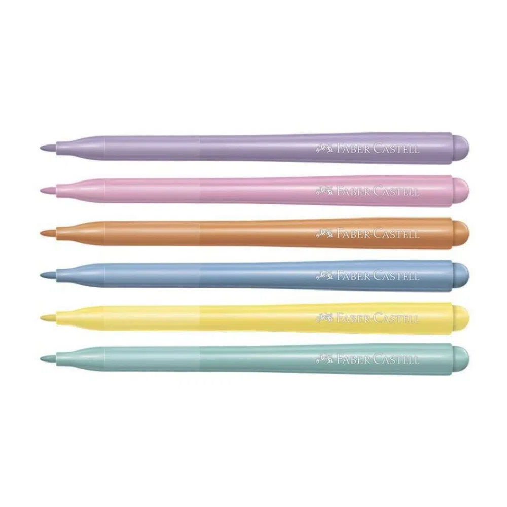 Caneta Hidrocor Faber Castell 06X1 Vai e Vem Tons Pastel
