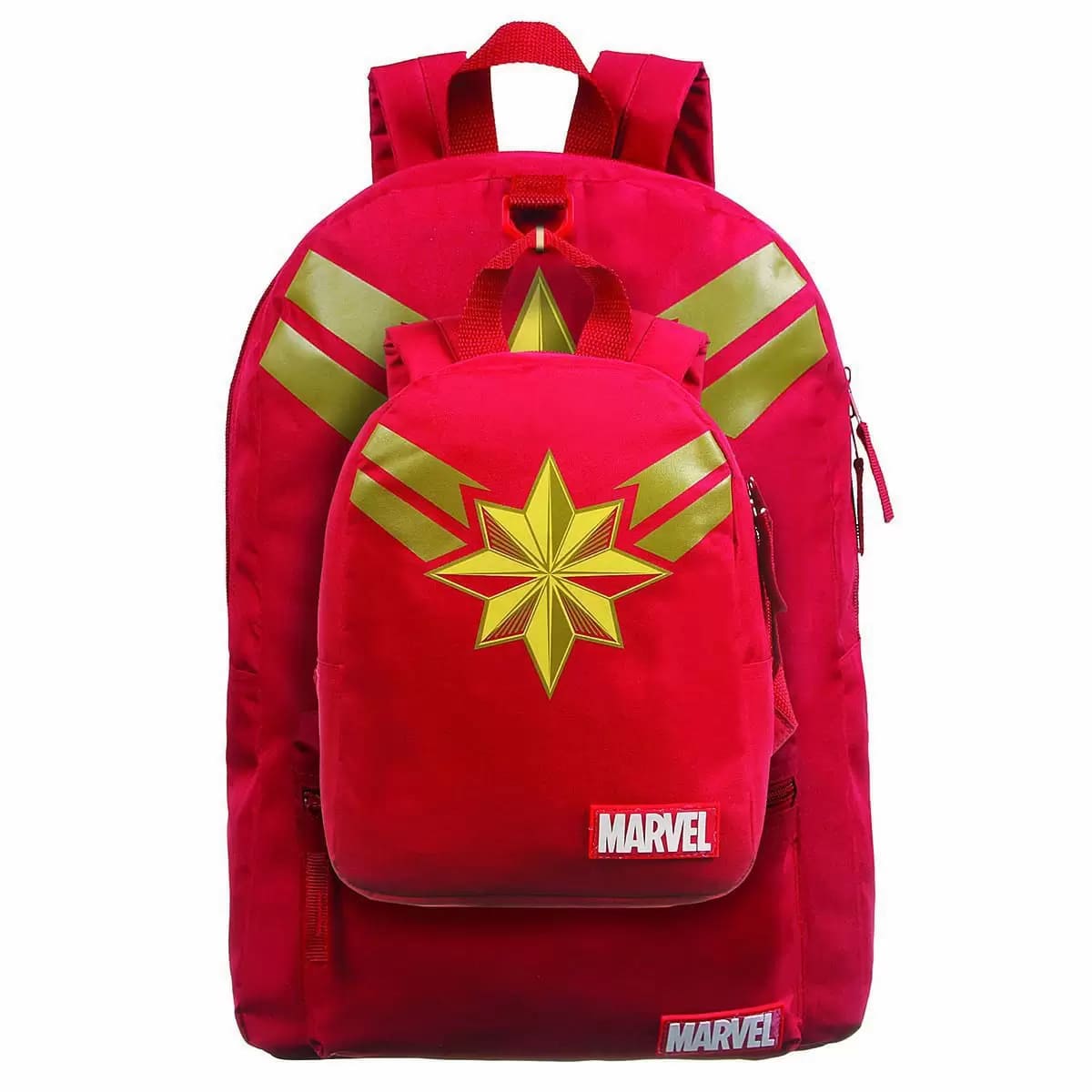 Kit Mochila de Costa Dermiwil-DMW Grande mais Pequena Capitã Marvel Vermelho