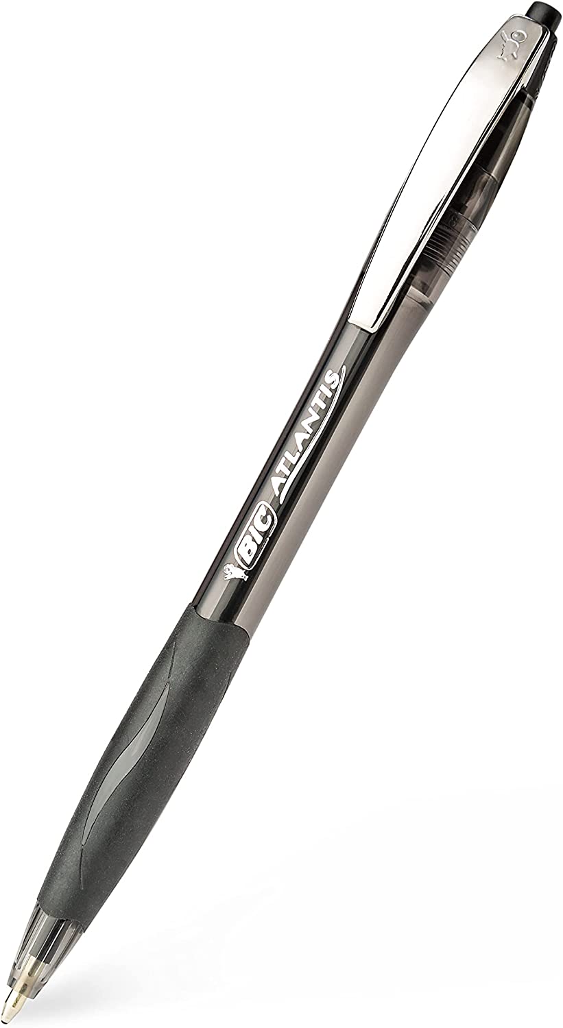 Caneta Esferográfica BIC Atlantis Bold Metálica Retrátil 1.6mm Preta