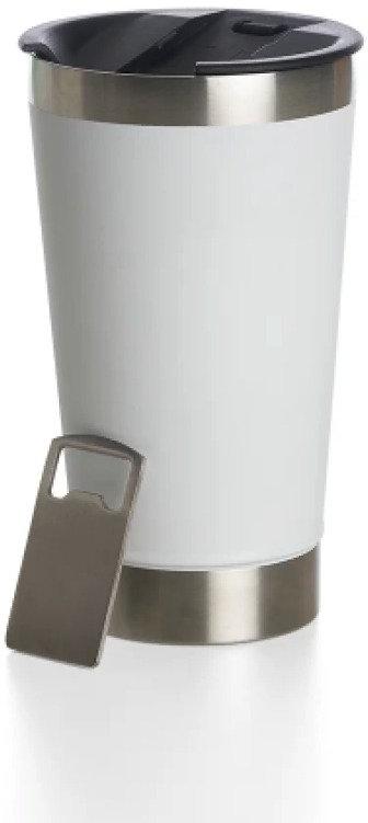 Copo Térmico 473 ml Aço Inox Com Tampa e Abridor Branco