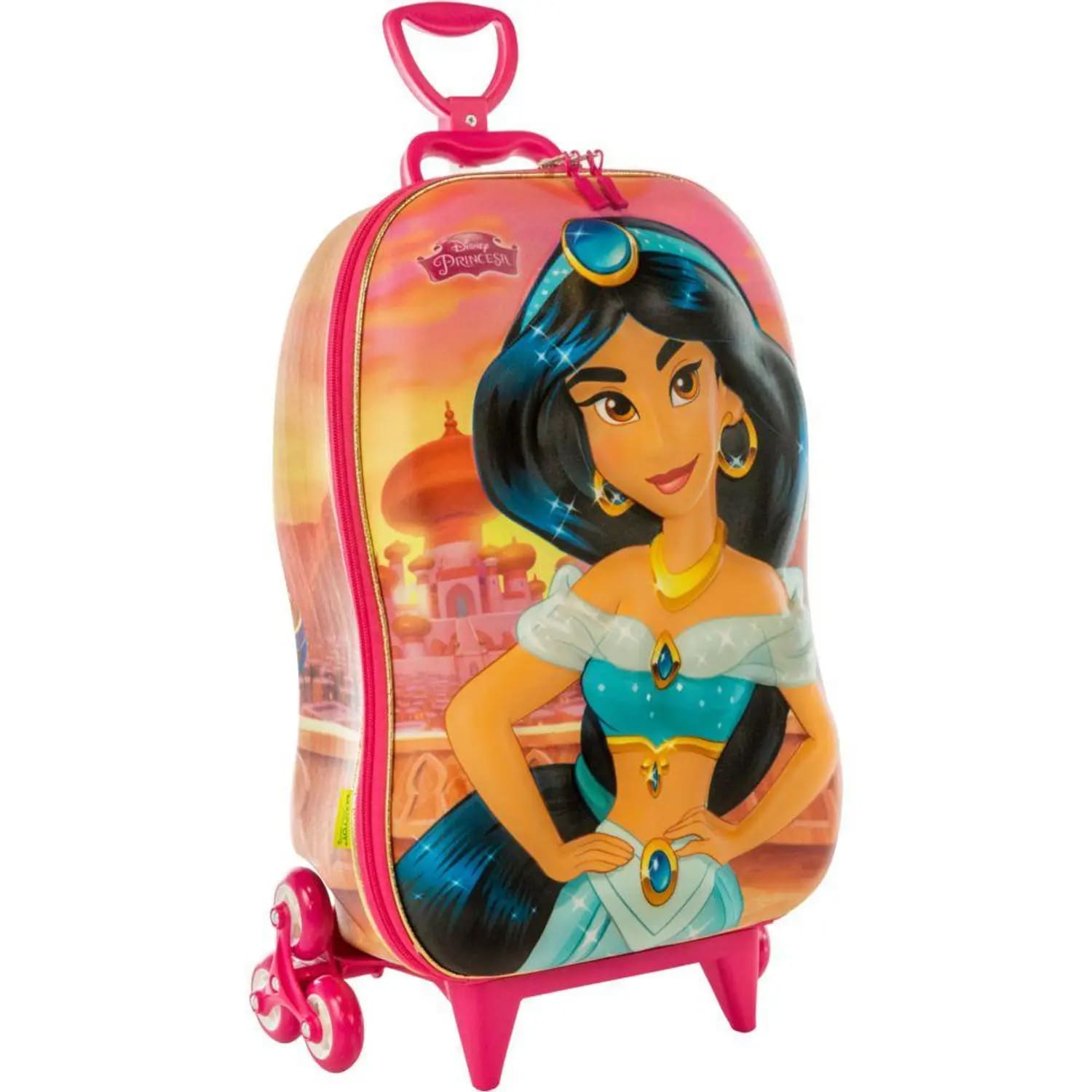 Mochila com Rodas Infantil Diplomata Princesa Jasmine Rodinha Tripla Grande