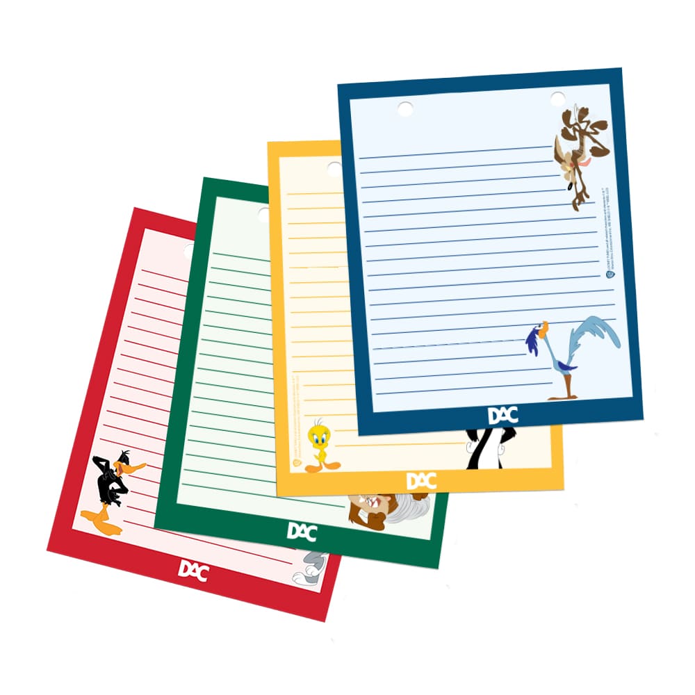Caderno Fichário DAC Warner Looney Tunes Mini 2 Argolas com 80 Folhas